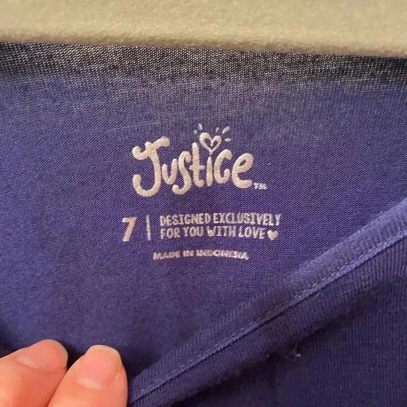 Justice girls 7/8 blue and aqua tie dye flowy batwing top medium - Picture 5 of 7